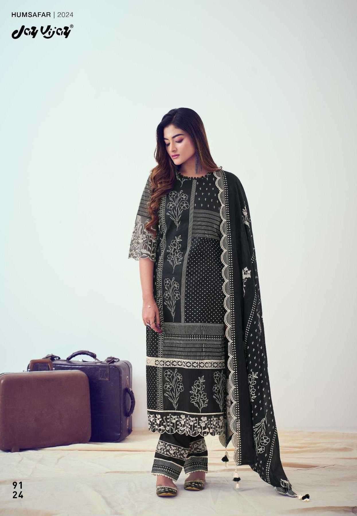 HUMSAFAR SERIES 9121 TO 9126 BY JAY VIJAY DESIGNER WITH PRINTED AND WORK KHADI SUITS ARE AVAILABLE AT WHOLESALE PRICE