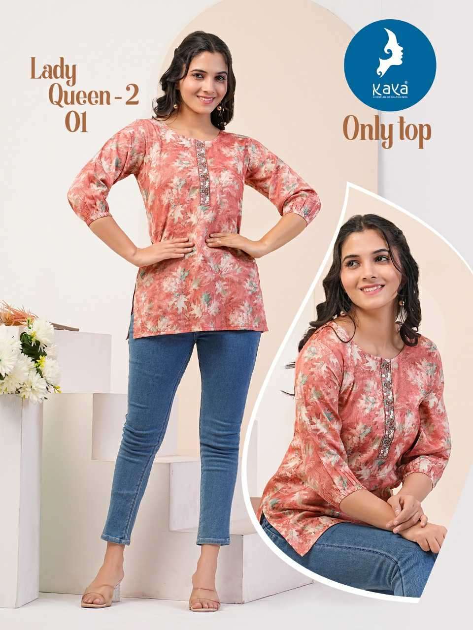 LADY QUEEN VOL-2 SERIES 01 TO 08 BY KAYA DESIGNER PRINTED CAPSUL SHORT TOPS ARE AVAILABLE AT WHOLESALE PRICE