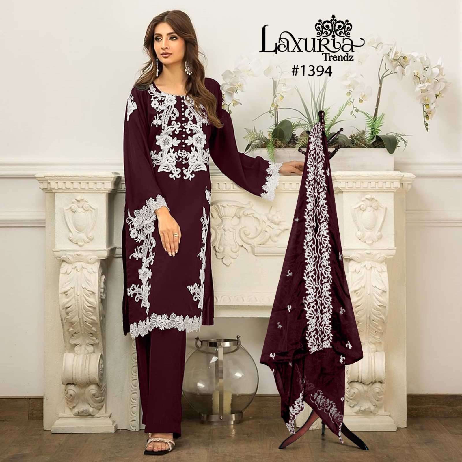 LAXURIA TRENDZ 1394 DESIGNER WITH WORK GEORGETTE PAKISTANI STYLE TOP WITH PANT AND DUPATTA ARE AVAILABLE AT WHOLESALE PRICE