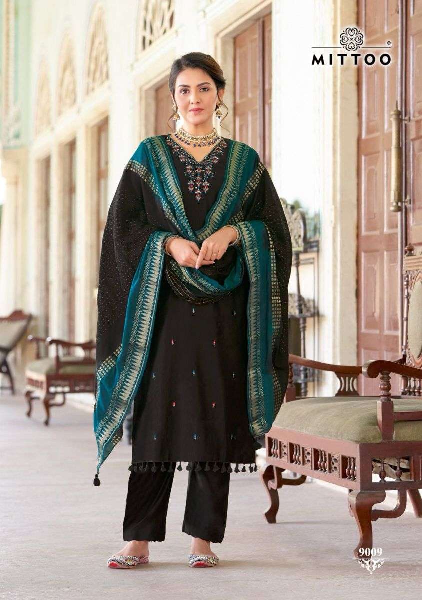 MOSAM VOL-2 SERIES 9007 TO 9012 BY MITTO DESIGNER WITH WORK VISCOSE WEAVING KURTI WITH BOTTOM AND DUPATTA ARE AVAILABLE AT WHOLESALE PRICE