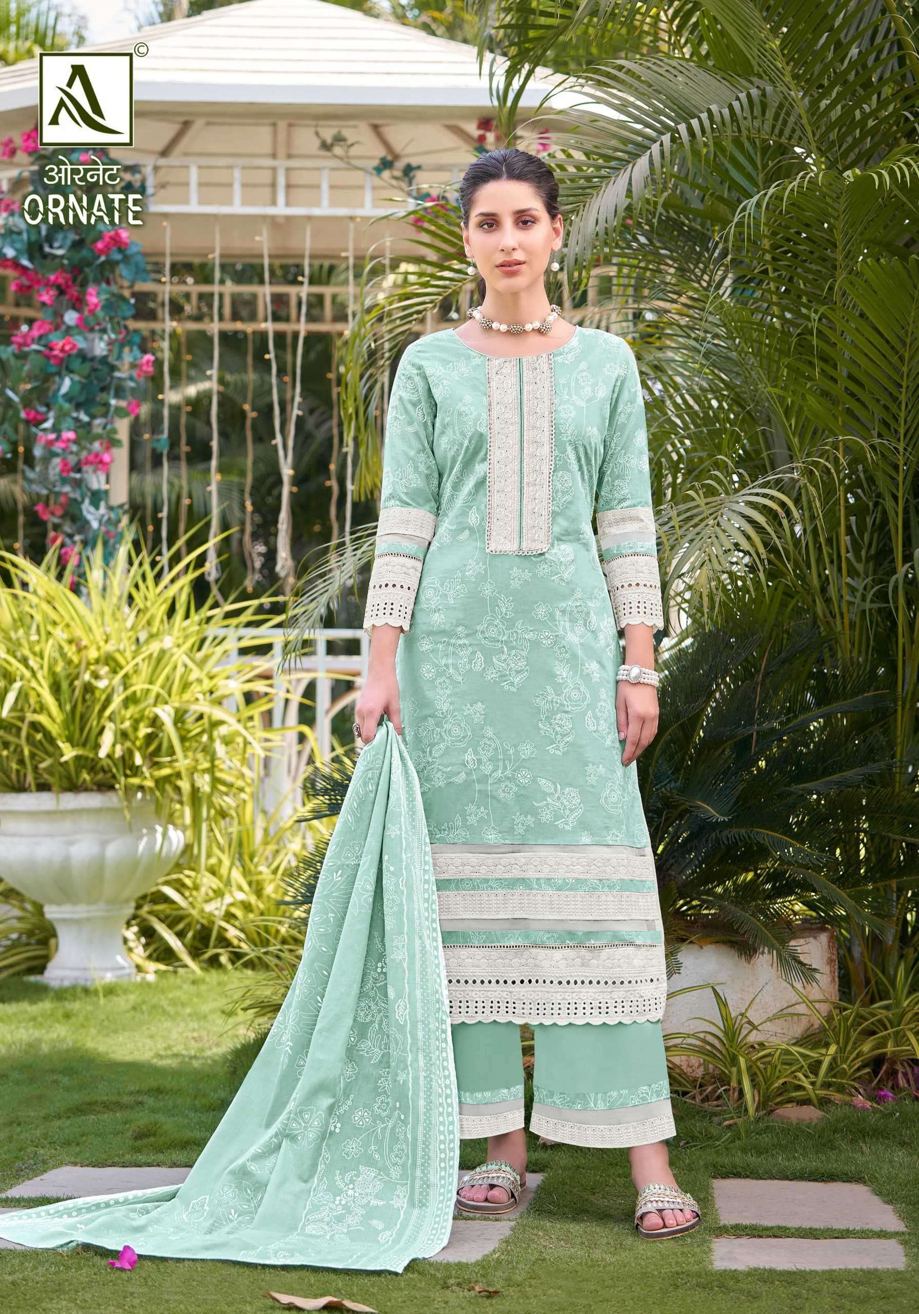 ORNATE SERIES 1529 BY ALOK SUITS DESIGNER WITH PRINTED AND WORK COTTON CAMBRIC SUITS ARE AVAILABLE AT WHOLESALE PRICE