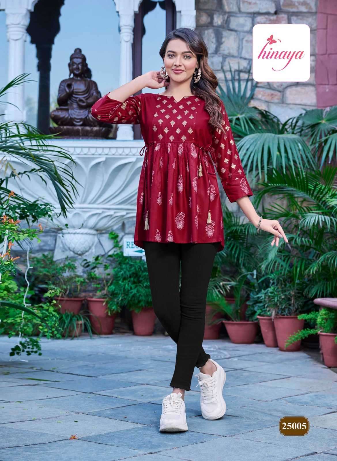 WESTERN 4 YOU SERIES 25001 TO 25008 BY HINAYA DESIGNER PRINTED RAYON TOPS ARE AVAILABLE AT WHOLESALE PRICE