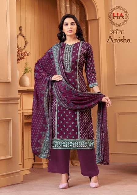 ANISHA SERIES 1524 BY HARSHIT FASHION DESIGNER PRINTED AND WORK COTTON SUITS ARE AVAILABLE AT WHOLESALE PRICE