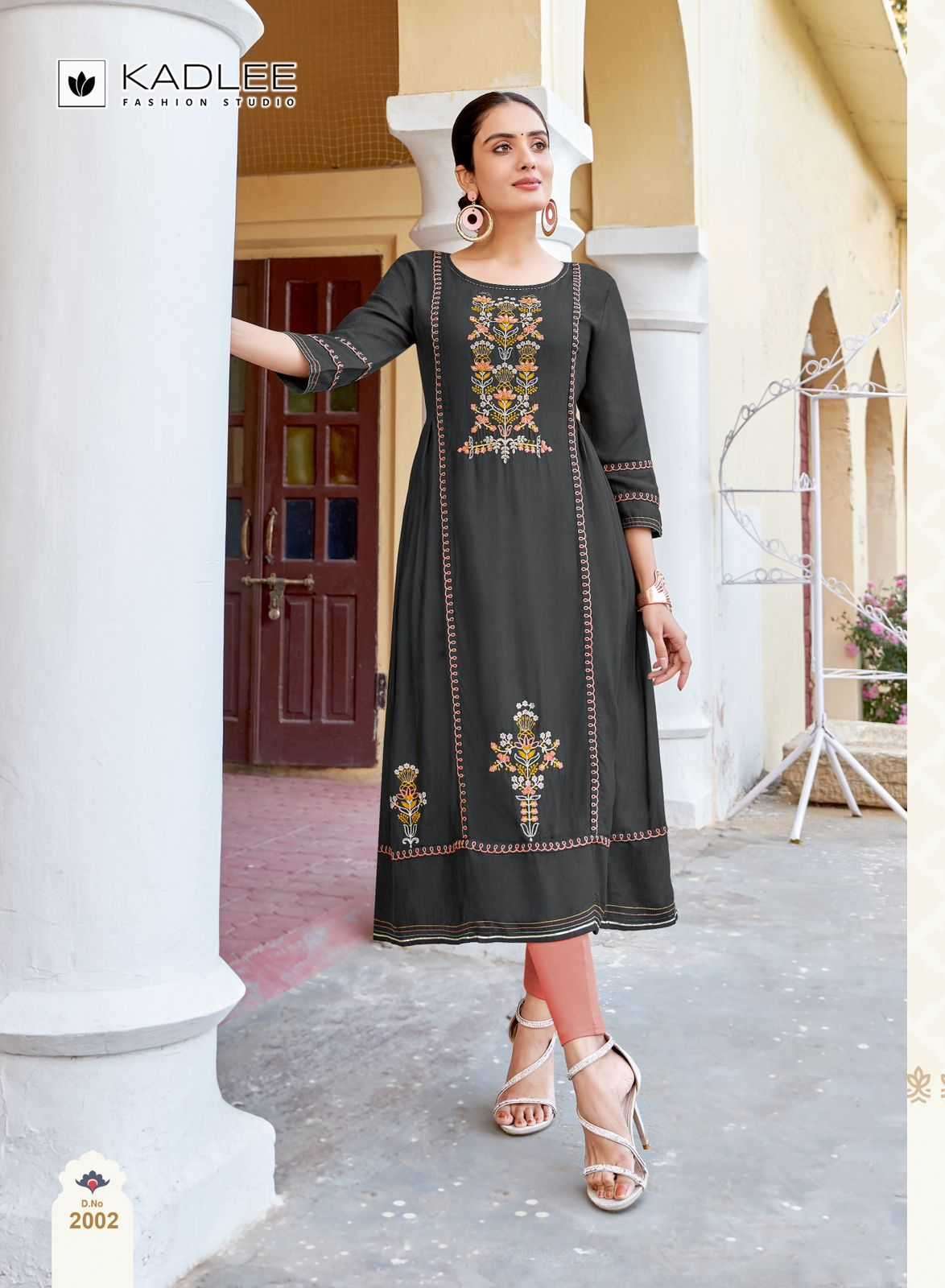 ANSHIKA SERIES 2001 TO 2004 KURTI BY KADLEE DESIGNER EMBROIDERY AND HAND WORK RAYON WEAVING KURTIS ARE AVAILABLE AT WHOLESALE PRICE