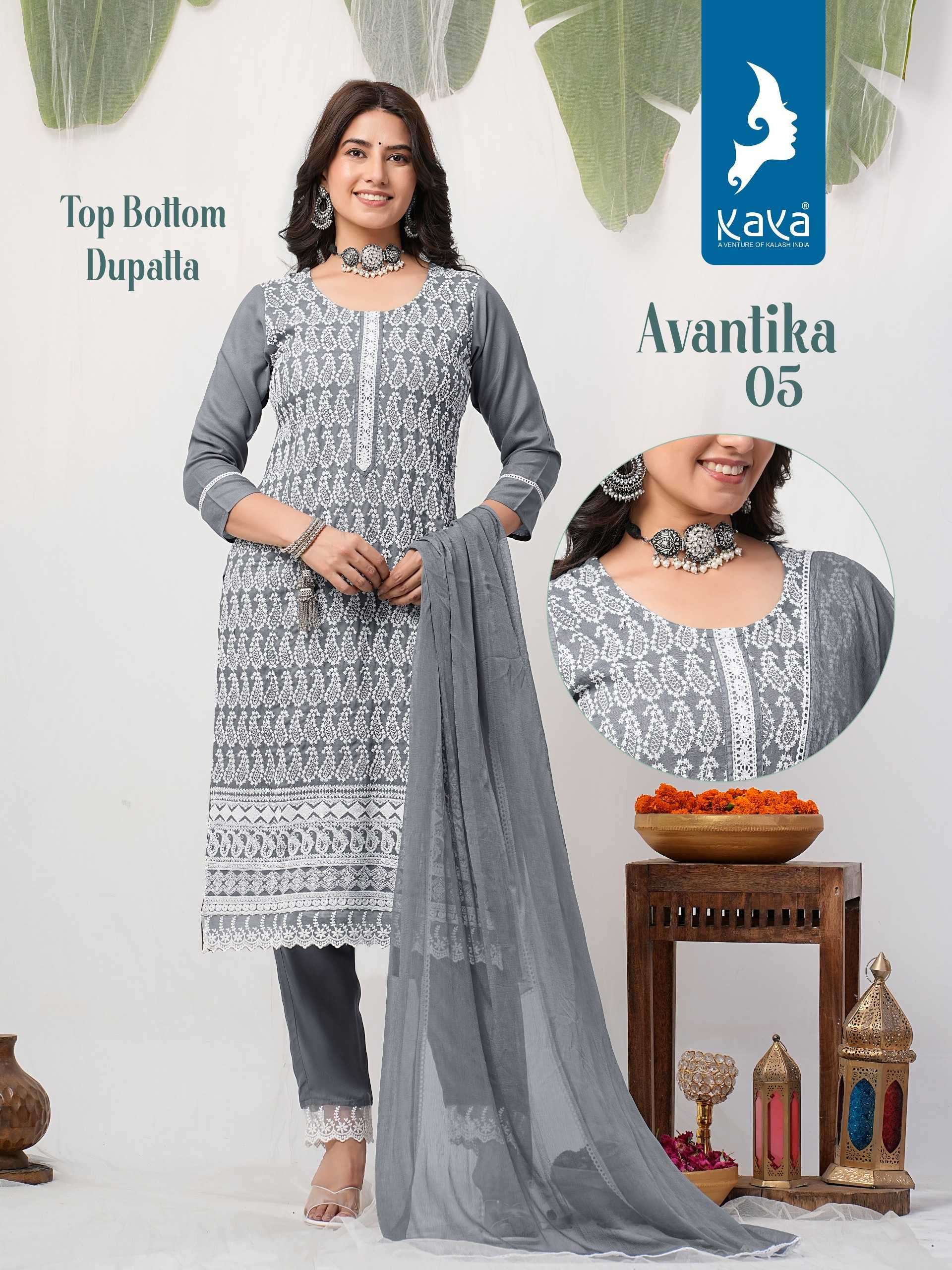 AVANTIKA SERIES 01 TO 08 BY KAYA DESIGNER WITH WORK RAYON KURTI WITH BOTTOM AND DUPATTA ARE AVAILABLE AT WHOLESALE PRICE