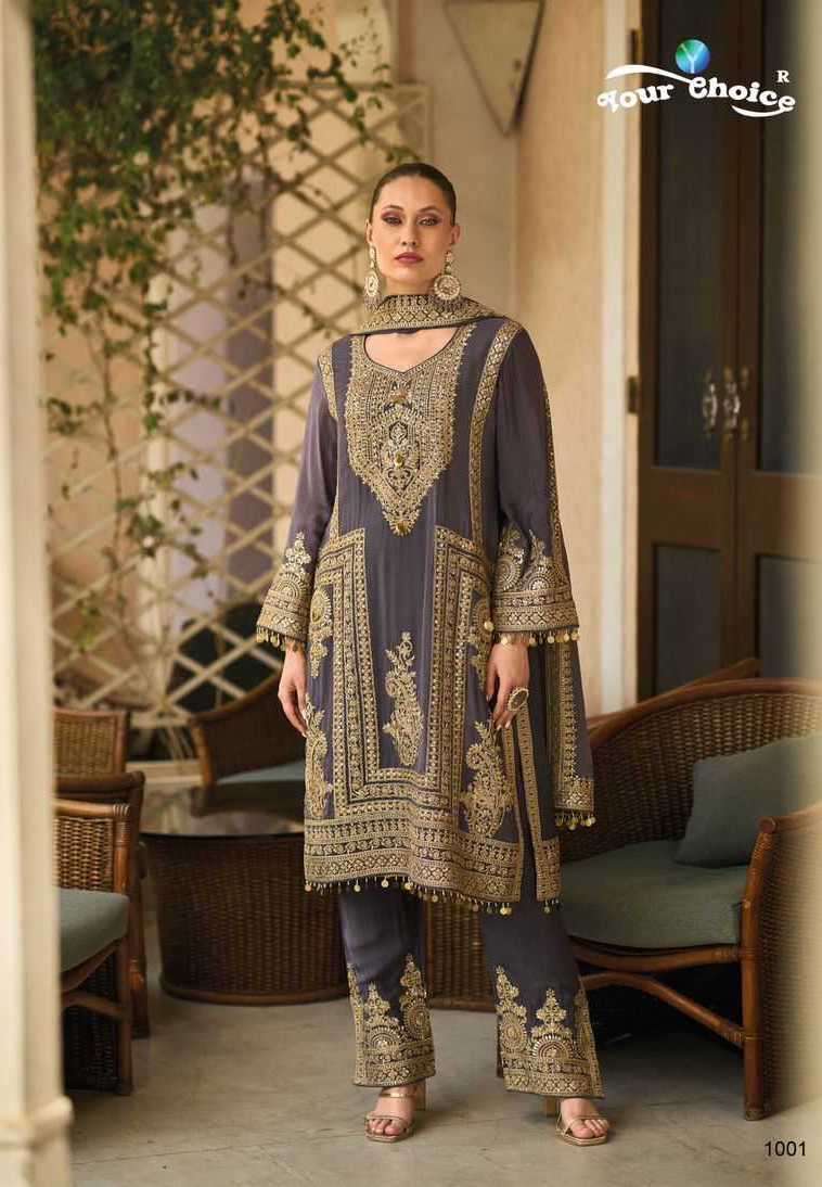 BARBEE SERIES 1001 TO 1004 BY YOUR CHOICE DESIGNER WITH WORK CHINON READYMADE SUITS ARE AVAILABLE AT WHOLESALE PRICE