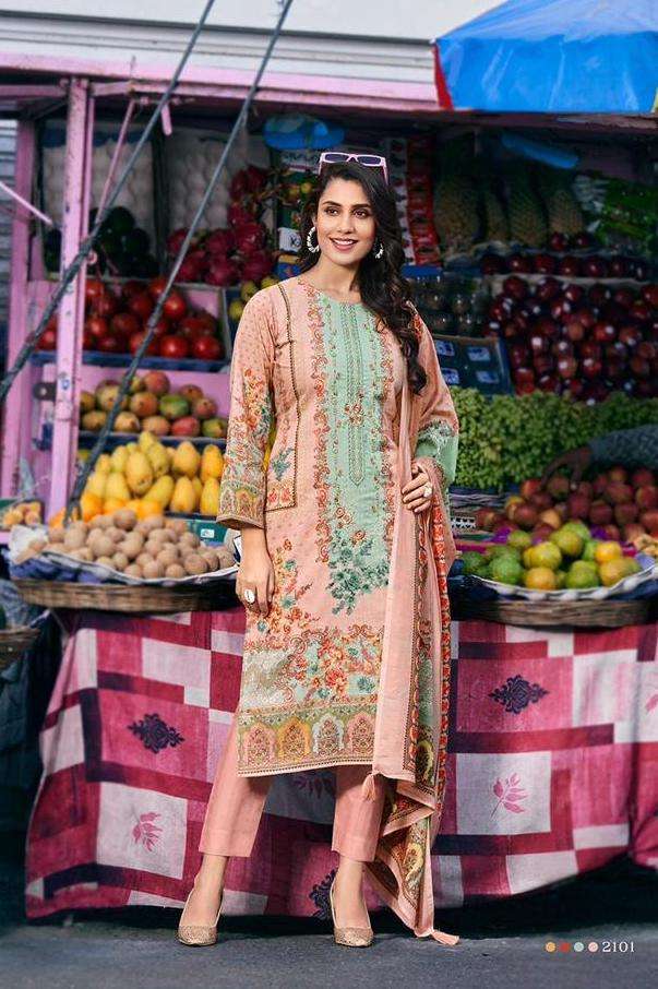 BAZAAR SERIES 2101 TO 2104 BY MUMTAZ ARTS DESIGNER PRINTED AND WORK COTTON SUITS ARE AVAILABLE AT WHOLESALE PRICE