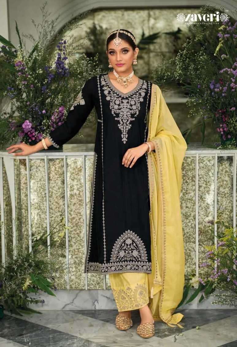 BLACK & WHITE VOL-3 SERIES 1269 TO 1270 BY ZAVERI DESIGNER WITH WORK READYMADE SILK SUITS ARE AVAILABLE AT WHOLESALE PRICE