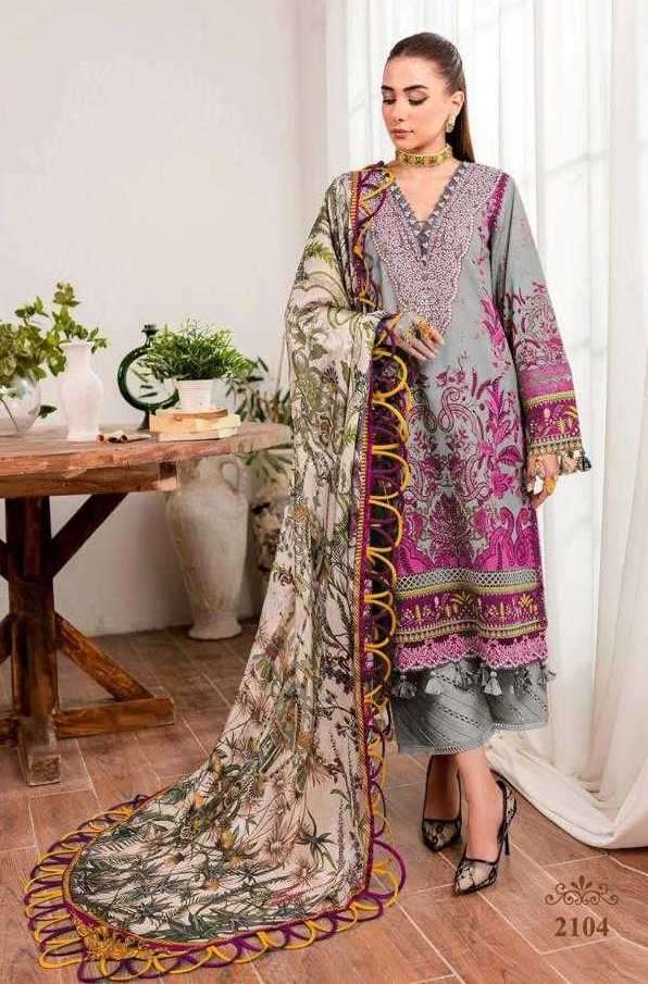 COTTON QUEEN SERIES 2101 TO 2108 BY MAJESTY DESIGNER WITH PRINTED AND WORK CAMBRIC COTTON SUITS ARE AVAILABLE AT WHOLESALE PRICE