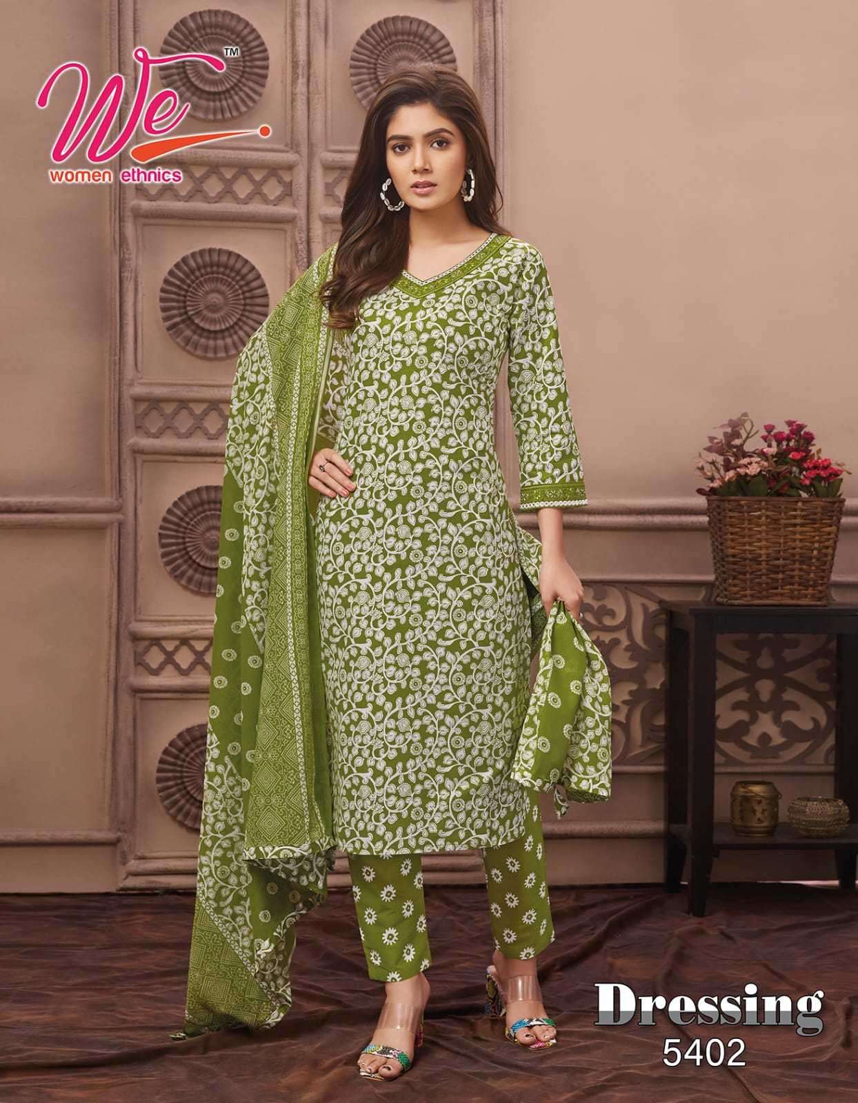 DRESSING SERIES 5401 TO 5406 BY WE DESIGNER PRINTED COTTON KURTI WITH BOTTOM AND DUPATTA ARE AVAILABLE AT WHOLESALE PRICE