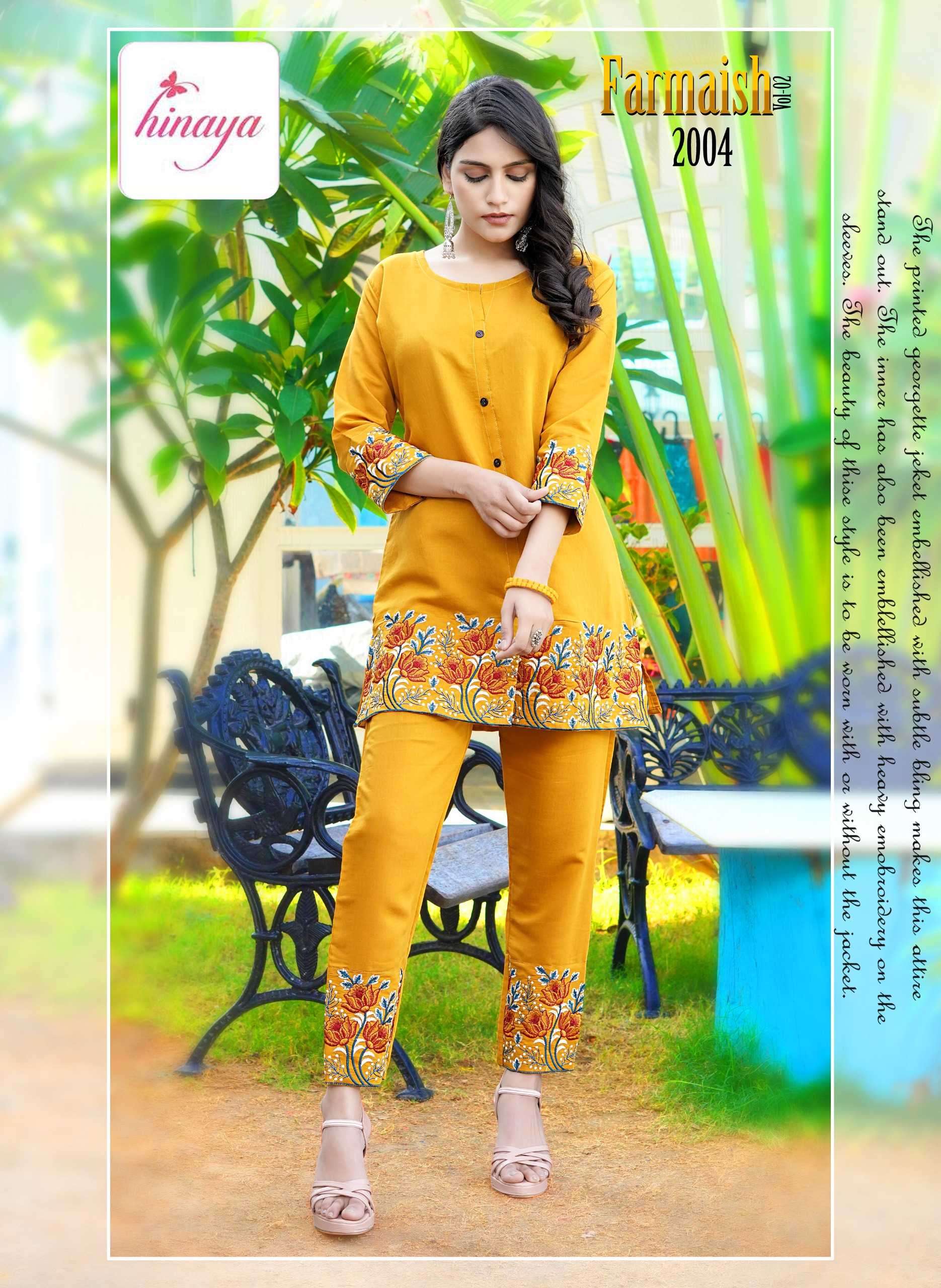 FARMAISH VOL-2 SERIES 2001 TO 2004 BY HINAYA DESIGNER WITH WORK ROMAN SILK CO ORD SETS ARE AVAILABLE AT WHOLESALE PRICE