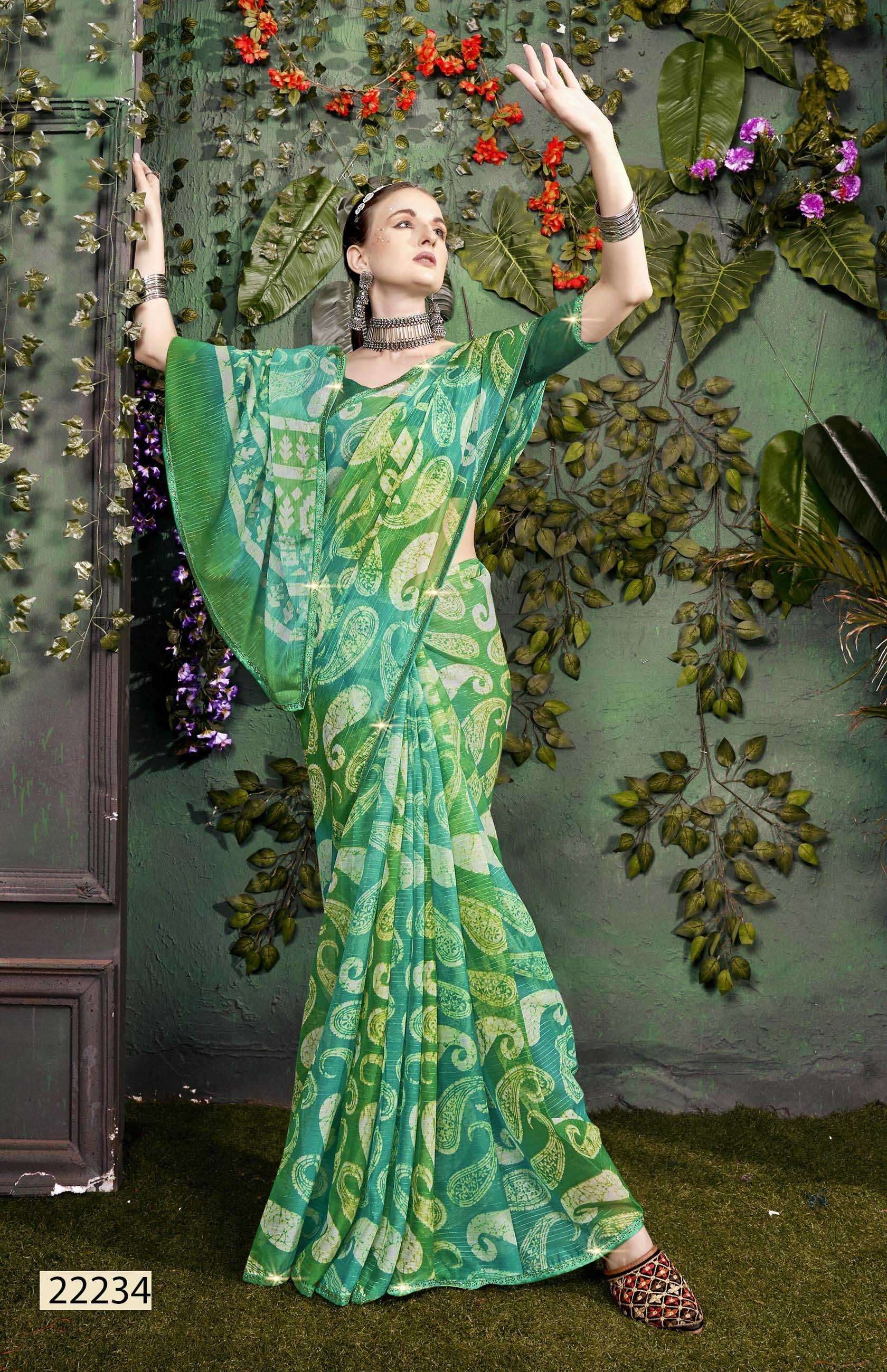 FULKI VOL-5 SERIES 22231 TO 22236 SAREE BY VALLABHI PRINTS DESIGNER GEORGETTE SAREES ARE AVAILABLE AT WHOLESALE PRICE