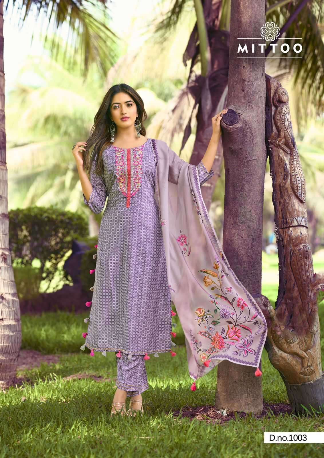 INAYAA SERIES 1001 TO 1004 BY MITTO DESIGNER WITH WORK RAYON KURTI WITH BOTTOM AND DUPATTA ARE AVAILABLE AT WHOLESALE PRICE