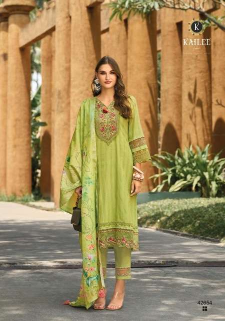 ISHQ E IBADAT SERIES 42651 TO 42656 BY KAILEE DESIGNER WITH WORK COTTON TOP WITH PANT AND DUPATTA ARE AVAILABLE AT WHOLESALE PRICE