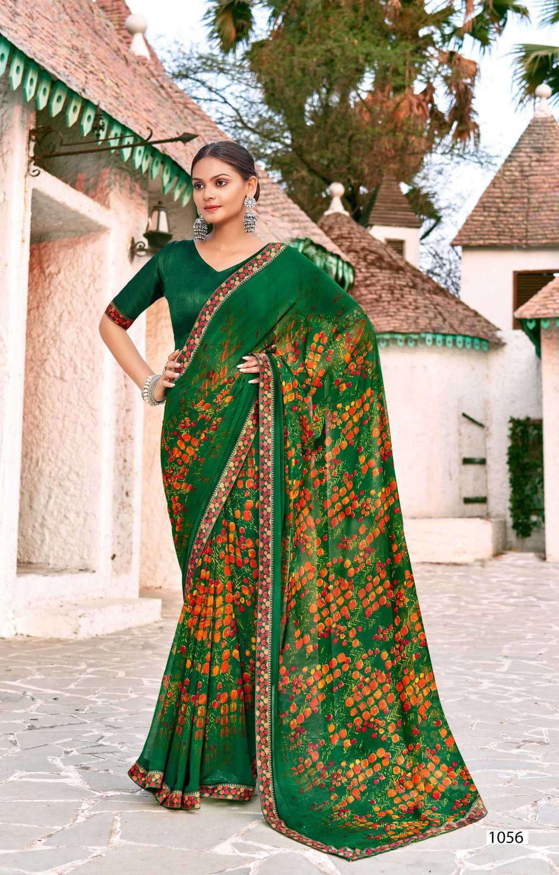 KANJAM SERIES 1051 TO 1058 SAREE BY VALLABHI PRINTS DESIGNER PRINTED GEORGETTE SAREES ARE AVAILABLE AT WHOLESALE PRICE