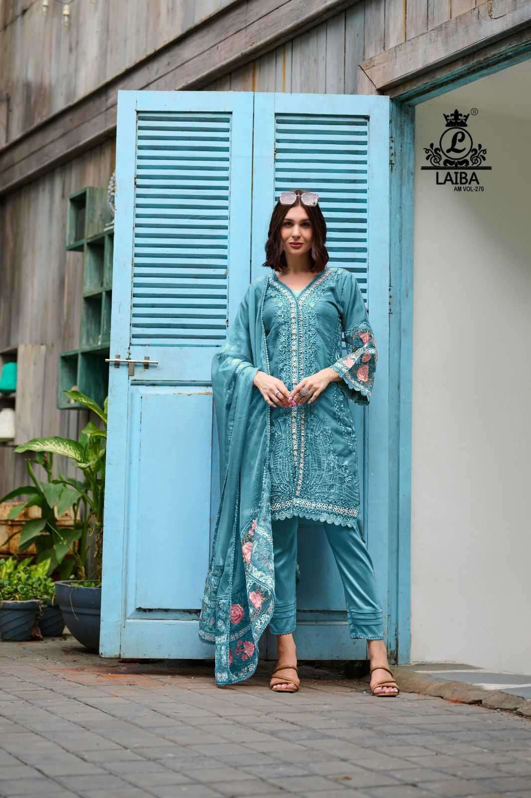 LAIBA AM VOL-270 DESIGNER WITH WORK PAKISTANI STYLE ORGANZA TOP WITH PANT AND DUPATTA ARE AVAILABLE AT WHOLESALE PRICE