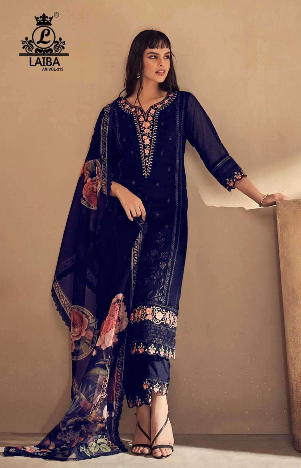 LAIBA AM VOL-313 DESIGNER WITH WORK PAKISTANI STYLE ORGANZA TOP WITH PANT AND DUPATTA ARE AVAILABLE AT WHOLESALE PRICE