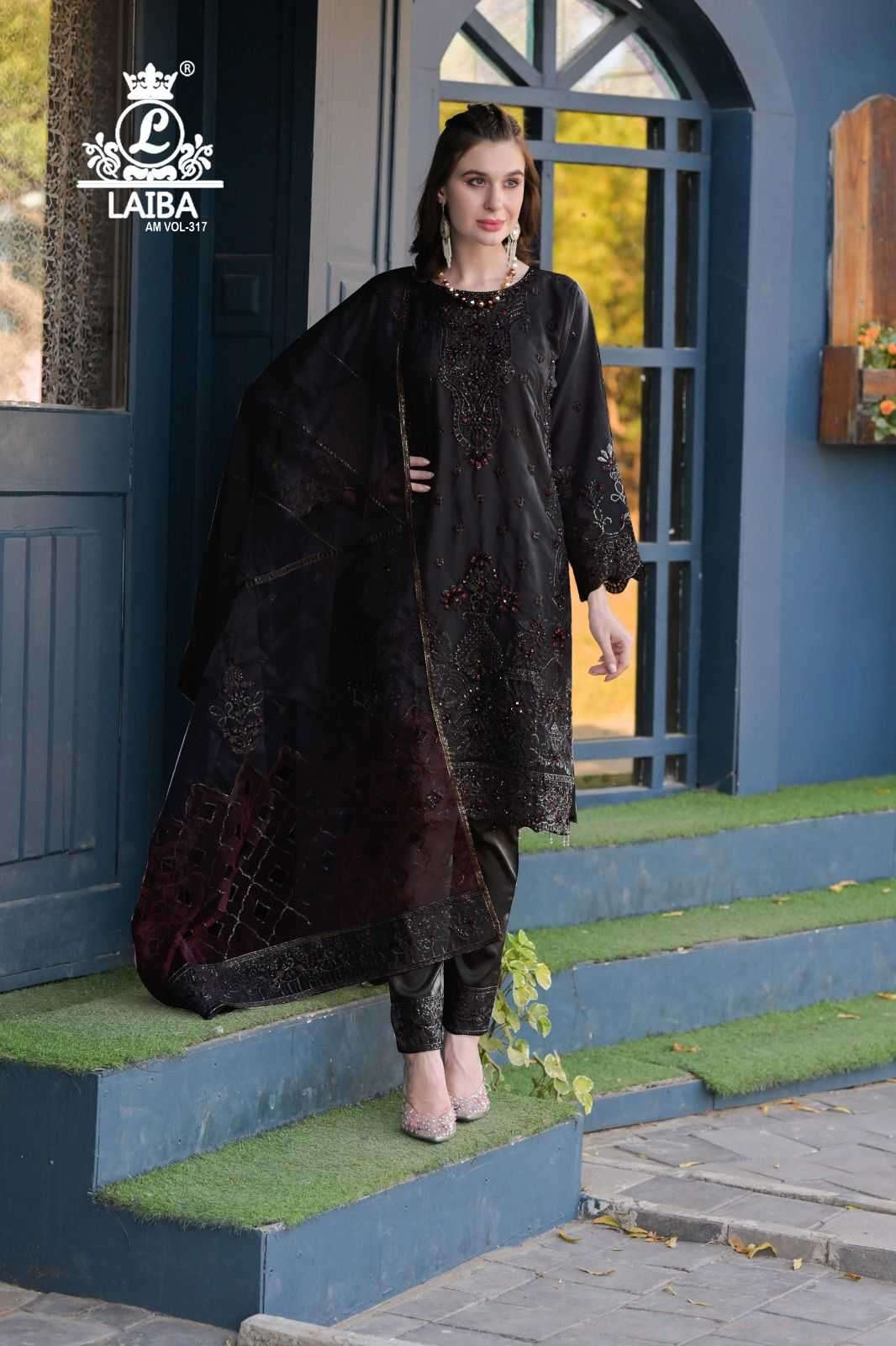 LAIBA AM VOL-317 DESIGNER WITH WORK PAKISTANI STYLE ORGANZA TOP WITH PANT AND DUPATTA ARE AVAILABLE AT WHOLESALE PRICE