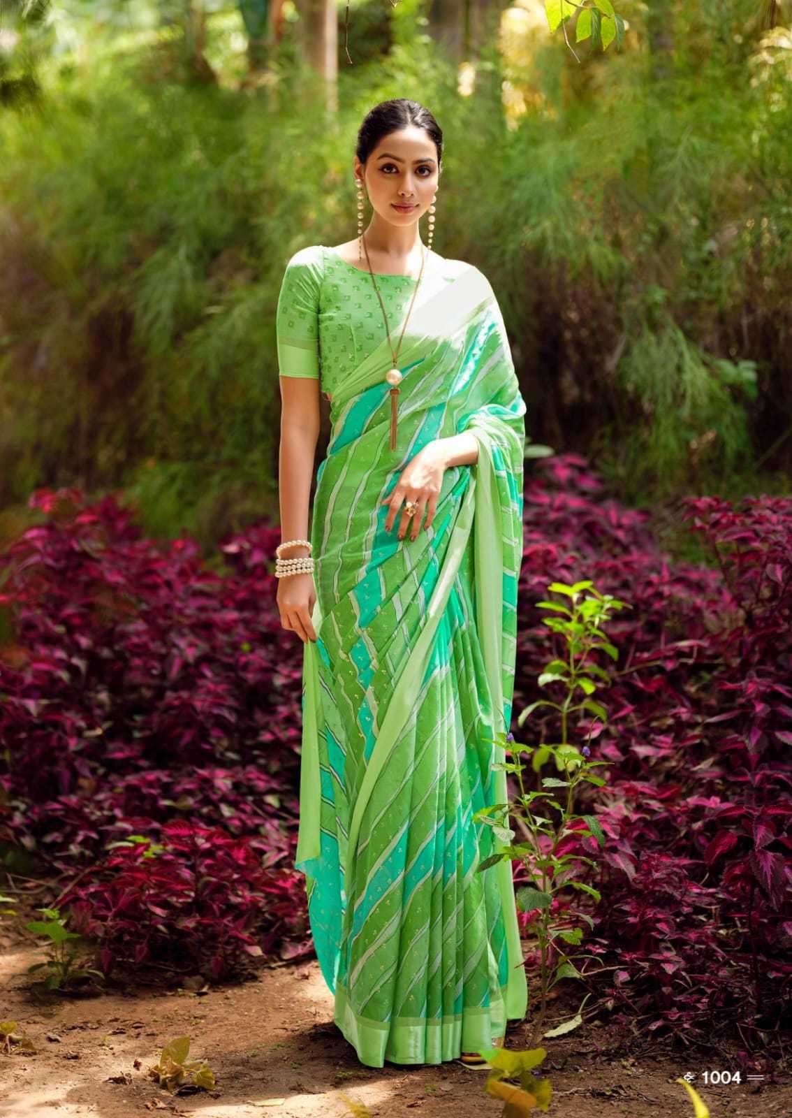 LEELA SERIES 1001 TO 1008 SAREE BY KASHVI DESIGNER DULL MOSS SATIN SAREES ARE AVAILABLE AT WHOLESALE PRICE