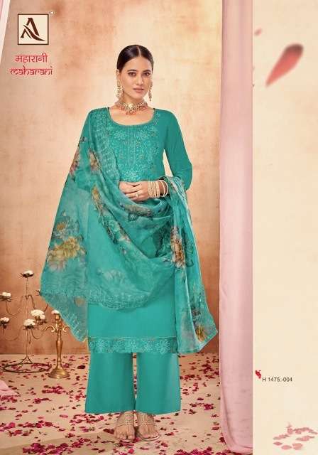 MAHARANI EDITION-3 SERIES 1475 BY ALOK SUITS DESIGNER WITH WORK CHANDERI VISCOSE SUITS ARE AVAILABLE AT WHOLESALE PRICE