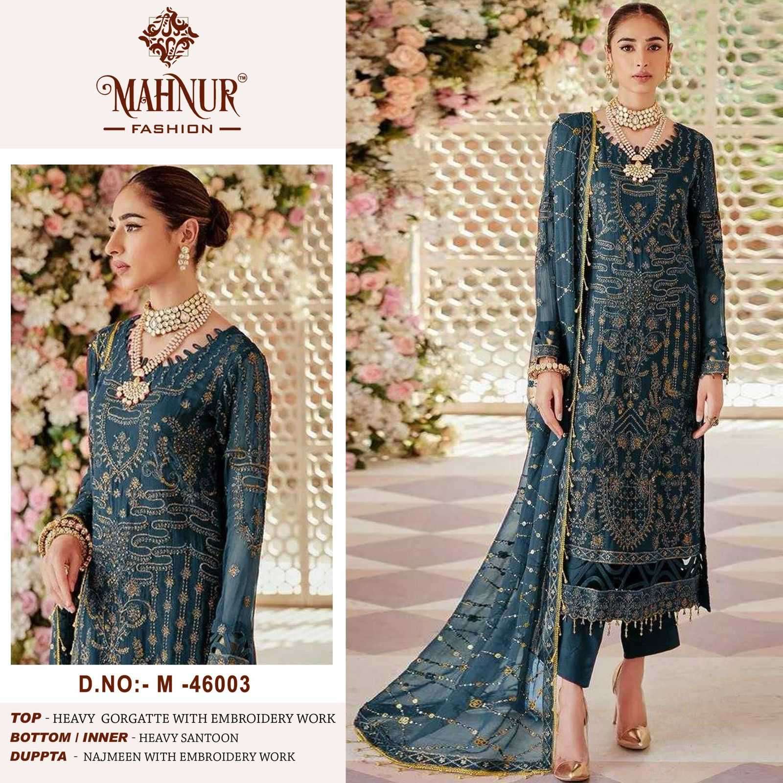 MAHNUR VOL-46 SERIES 46001 TO 46003 BY MAHNUR FASHION DESIGNER WITH WORK GEORGETTE PAKISTANI STYLE SUITS ARE AVAILABLE AT WHOLESALE PRICE