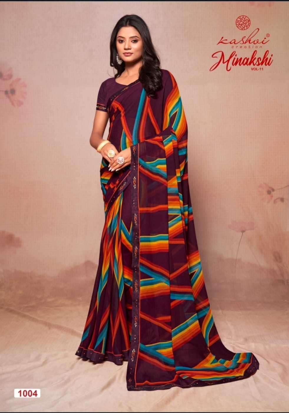 MINAKSHI VOL-11 SERIES 1001 TO 1008 SAREE BY KASHVI DESIGNER GEORGETTE SAREES ARE AVAILABLE AT WHOLESALE PRICE