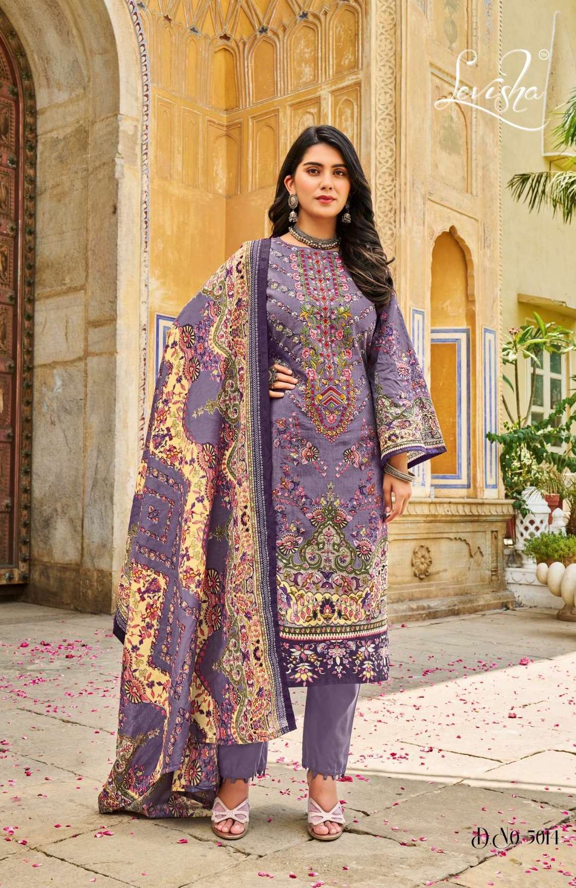 NAIRA NX VOL-5 SERIES 503 TO 508 BY LEVISHA DESIGNER PRINTED AND WORK CAMBRIC COTTON SUITS ARE AVAILABLE AT WHOLESALE PRICE