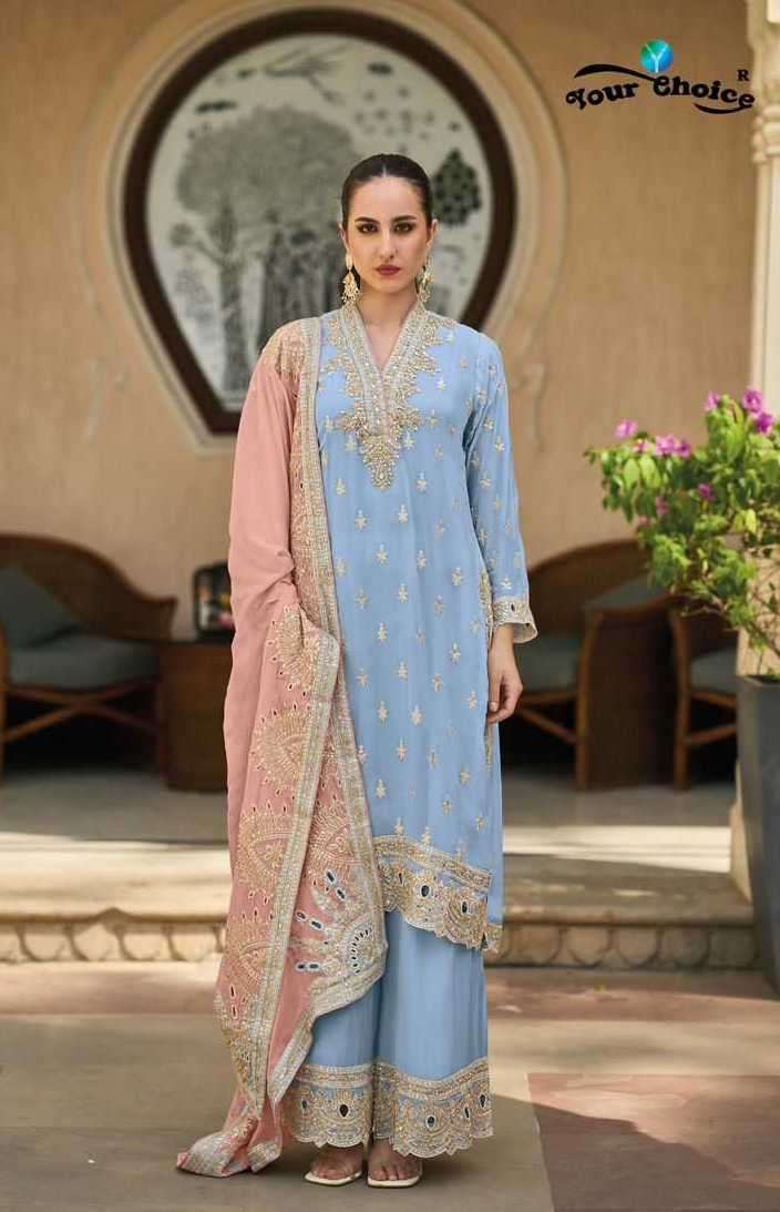 RIHANA SERIES 1001 TO 1002 BY YOUR CHOICE DESIGNER WITH WORK READYMADE CHIFFONE SUITS ARE AVAILABLE AT WHOLESALE PRICE