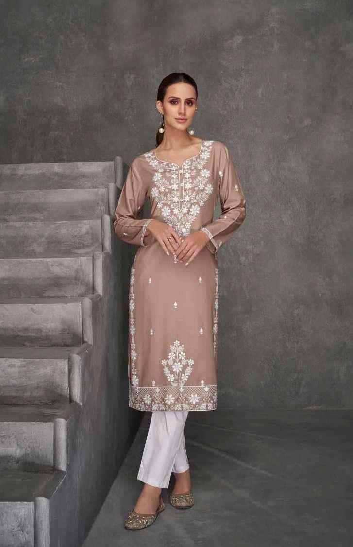 ROOH VOL-7 SERIES 1136 TO 1141 BY VAMIKA DESIGNER WITH WORK RAYON VISCOSE KURTI WITH BOTTOM ARE AVAILABLE AT WHOLESALE PRICE