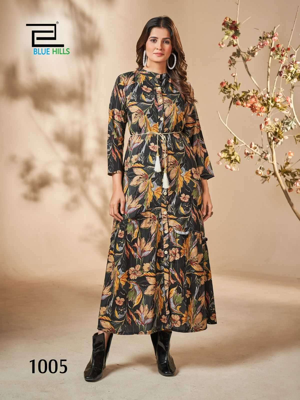 SAJNI SERIES 1001 TO 1006 GOWN BY BLUE HILLS DESIGNER DIGITAL PRINTED RAYON GOWNS ARE AVAILABLE AT WHOLESALE PRICE