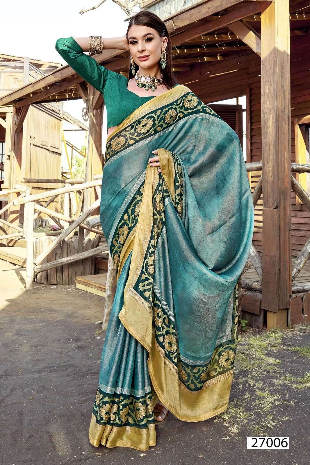 SHUBHI SERIES 27001 TO 27006 SAREE BY VALLABHI PRINTS DESIGNER BRASSO SAREES ARE AVAILABLE AT WHOLESALE PRICE