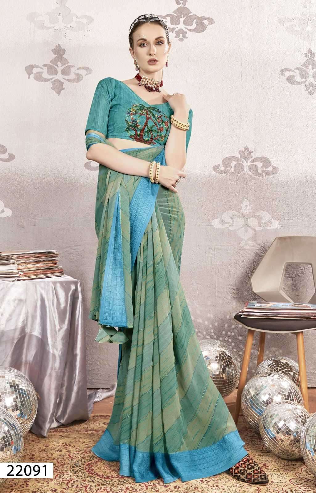 SHUBHLAXMI VOL-6 SERIES 22091 TO 22096 SAREE BY VALLABHI PRINTS DESIGNER PRINTED GEORGETTE SAREES ARE AVAILABLE AT WHOLESALE PRICE