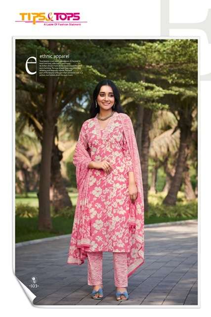 SUMMER FASHION VOL-5 SERIES 101 TO 106 BY TIPS & TOPS DESIGNER WITH PRINTED COTTON KURTI WITH PANT AND DUPATTA ARE AVAILABLE AT WHOLESALE PRICE