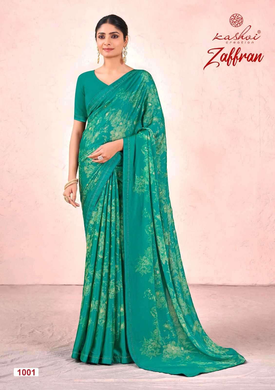 ZAFFRAN SERIES 1001 TO 1008 SAREE BY KASHVI DESIGNER FANCY AREES ARE AVAILABLE AT WHOLESALE PRICE