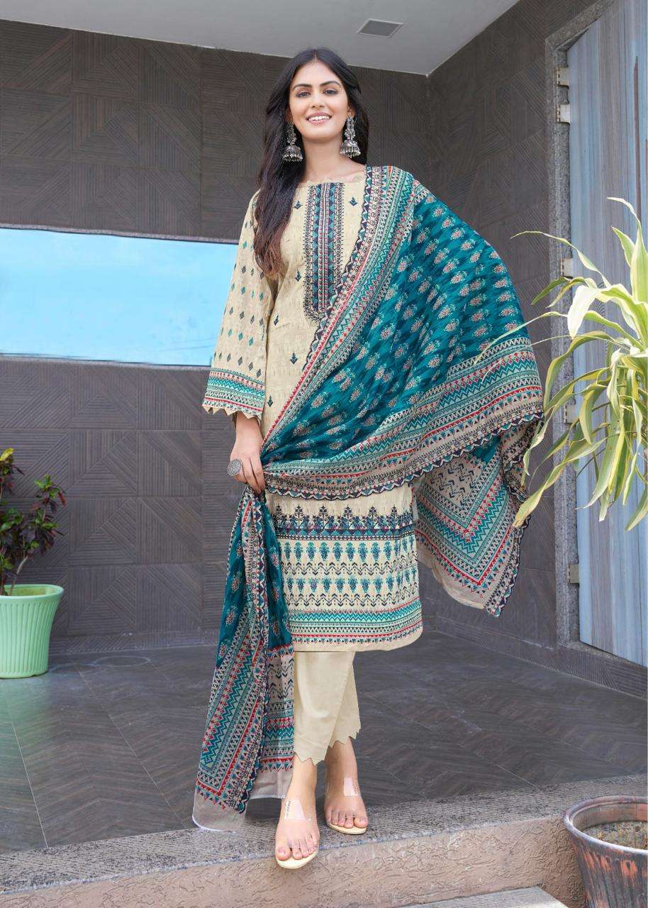 BIN SAEED VOL-6 SERIES 6001 TO 6004 BY MAJESTY DESIGNER WITH PRINTED AND WORK LAWN COTTON SUITS ARE AVAILABLE AT WHOLESALE PRICE