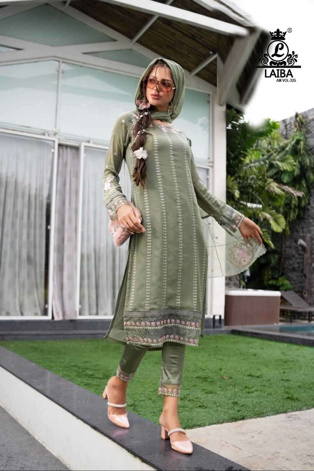 LAIBA AM VOL-325 DESIGNER WITH WORK PAKISTANI STYLE GEORGETTE TOP WITH PANT AND DUPATTA ARE AVAILABLE AT WHOLESALE PRICE