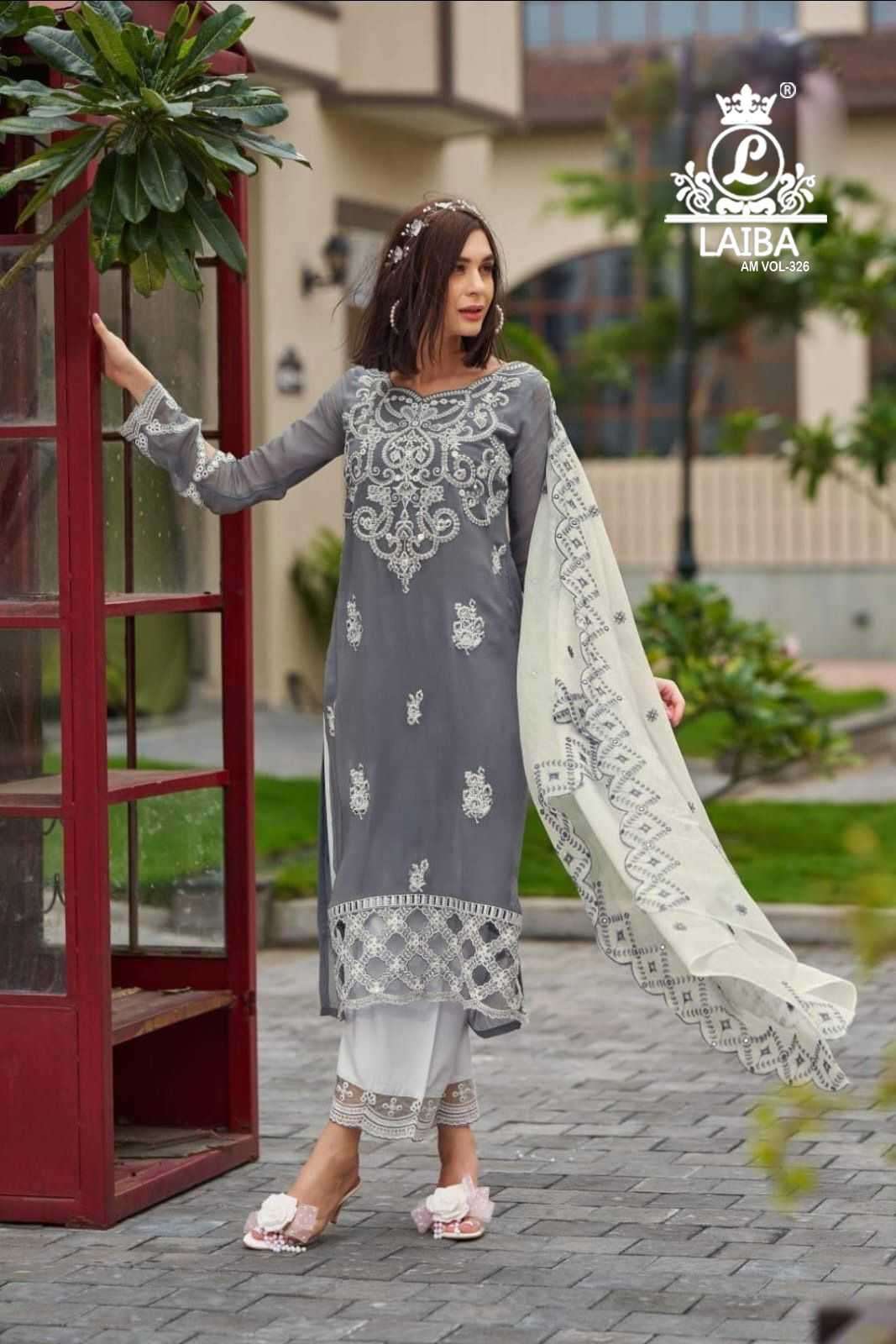 LAIBA AM VOL-326 DESIGNER WITH WORK GEORGETTE PAKISTANI STYLE TOP WITH PANT AND DUPATTA ARE AVAILABLE AT WHOLESALE PRICE