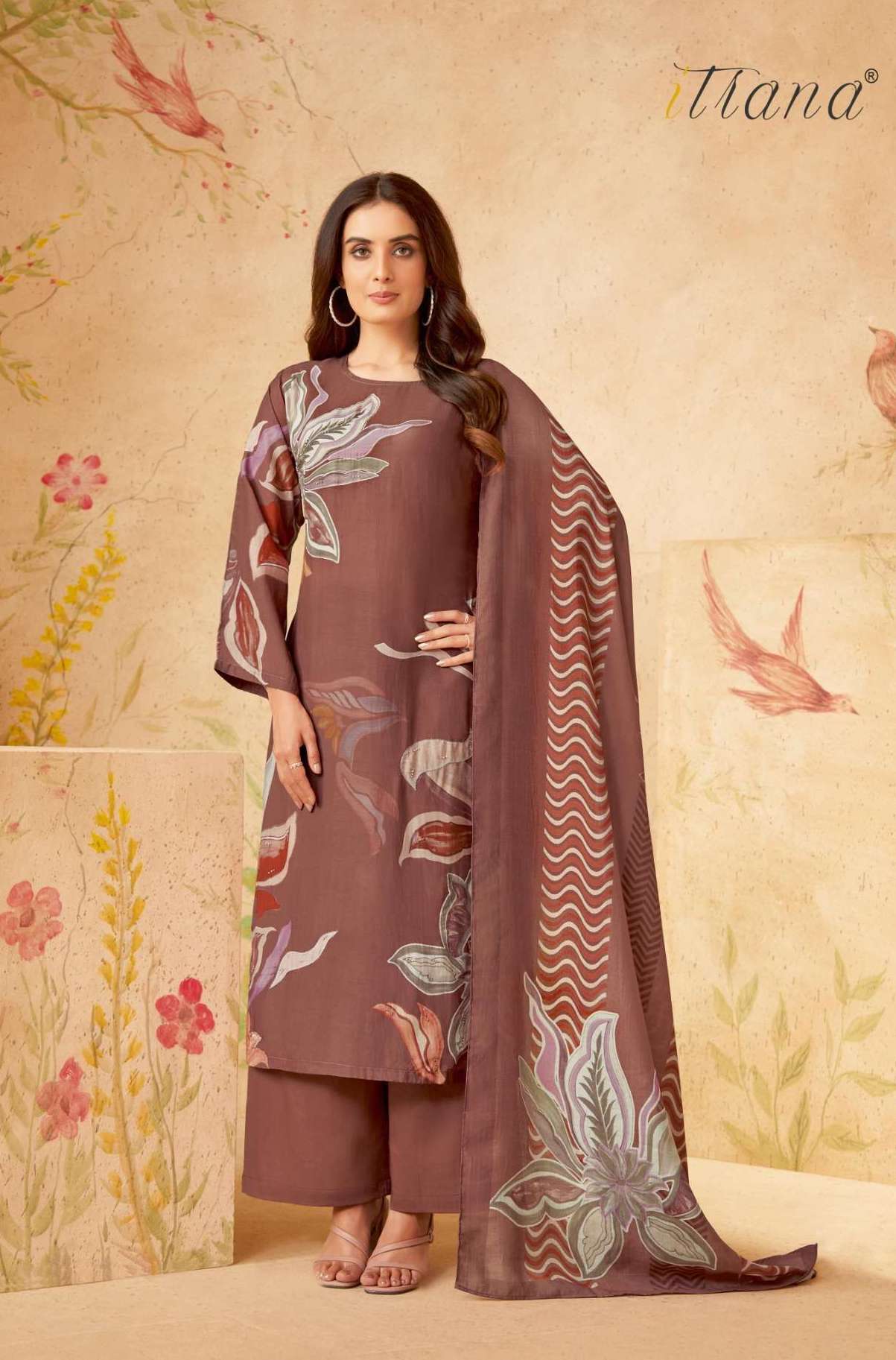 AMIRA SERIES 1300 BY ITRANA DESIGNER DIGITAL PRINTED AND HAND WORK MUSLIN SILK SUITS ARE AVAILABLE AT WHOLESALE PRICE