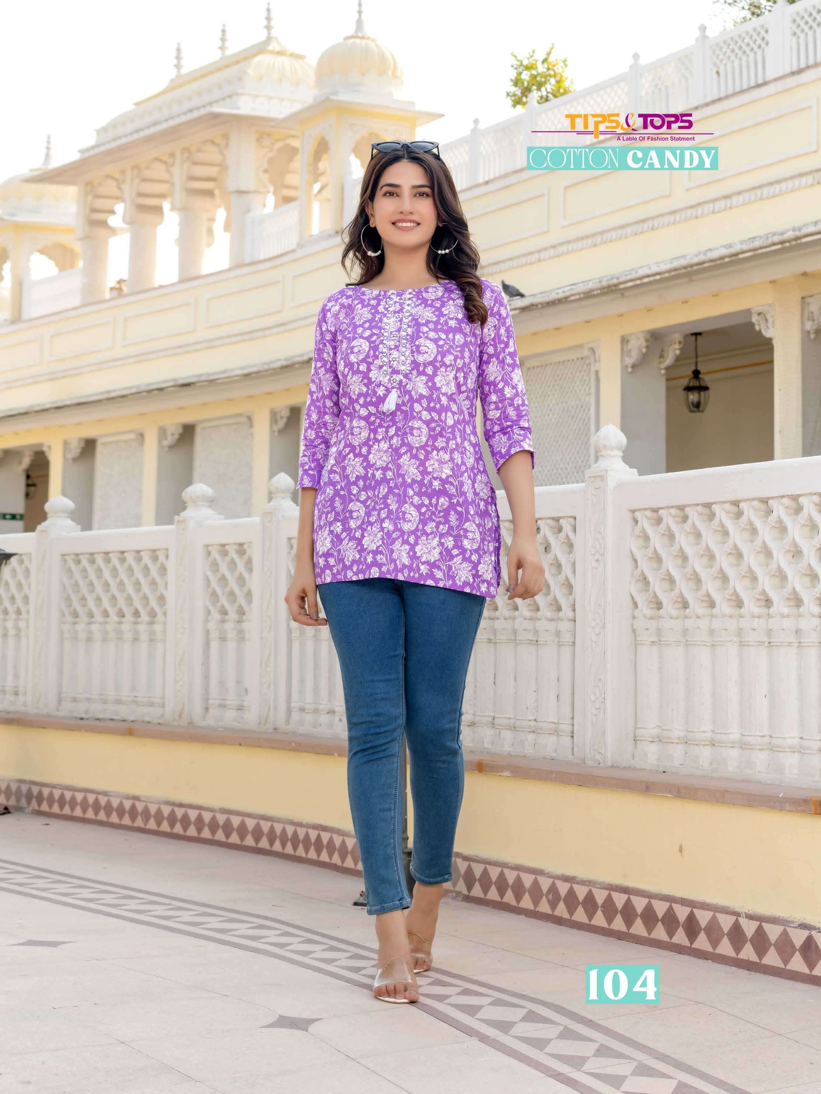 COTTON CANDY VOL-4 SERIES 101 TO 106 BY TIPS & TOPS DESIGNER PRINTED COTTON TOPS ARE AVAILABLE AT WHOLESALE PRICE