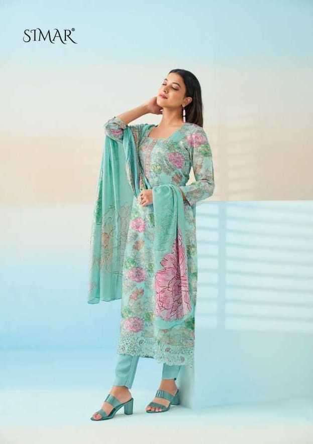 HASEEN VOL-5 SERIES 189 TO 193 BY SIMAR DESIGNER WITH PRINTED AND WORK VISCOSE MUSLIN SUITS ARE AVAILABLE AT WHOLESALE PRICE