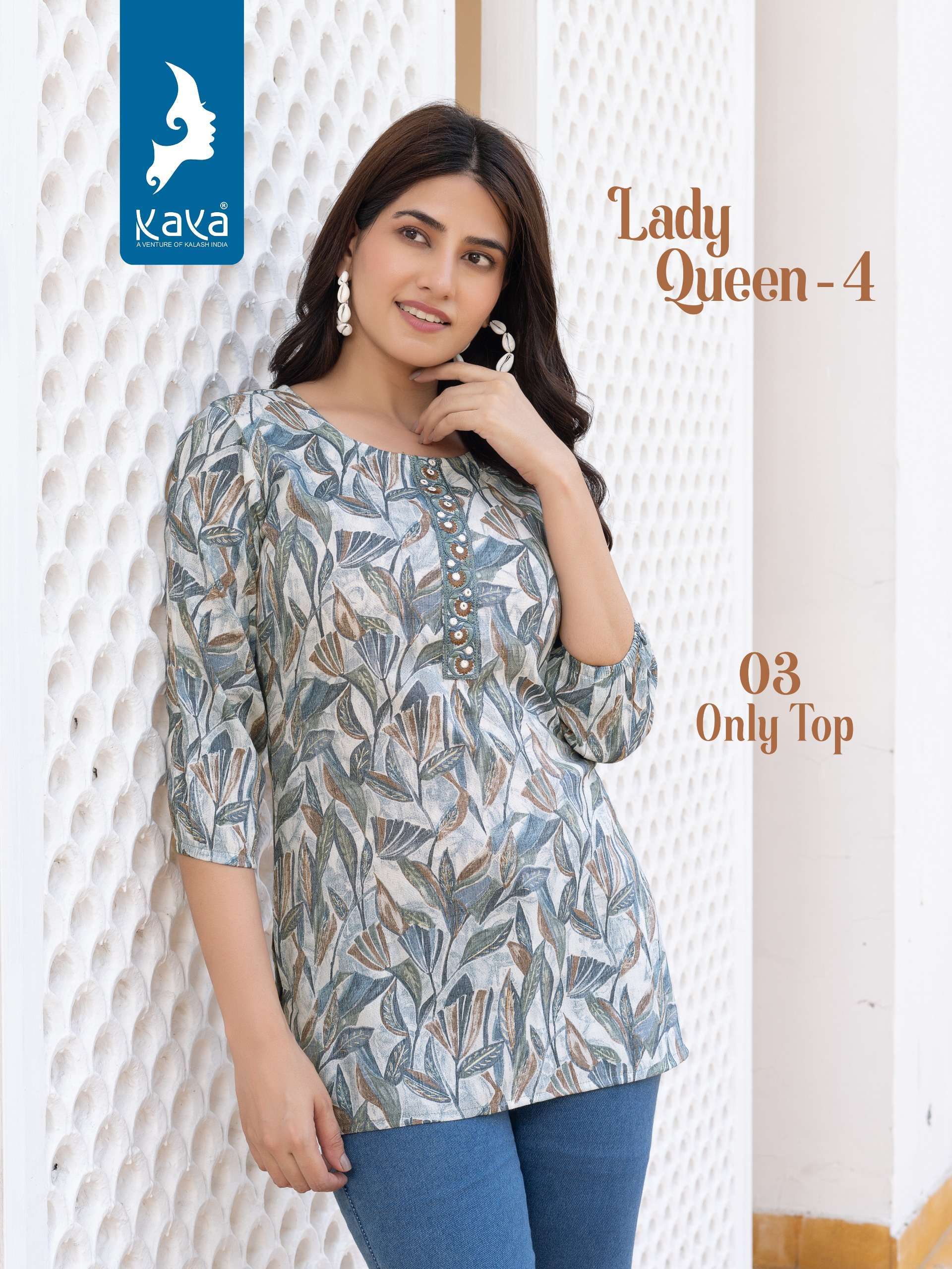 LADY QUEEN VOL-4 SERIES 01 TO 08 BY KAYA DESIGNER PRINTED CAPSUL SHORT TOPS ARE AVAILABLE AT WHOLESALE PRICE