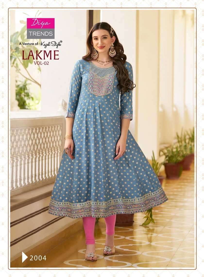 LAKME VOL-2 SERIES 2001 TO 2008 GOWN BY DIYA TRENDS DESIGNER WITH FOIL PRINTED AND WORK RAYON GOWNS ARE AVAILABLE AT WHOLESALE PRICE