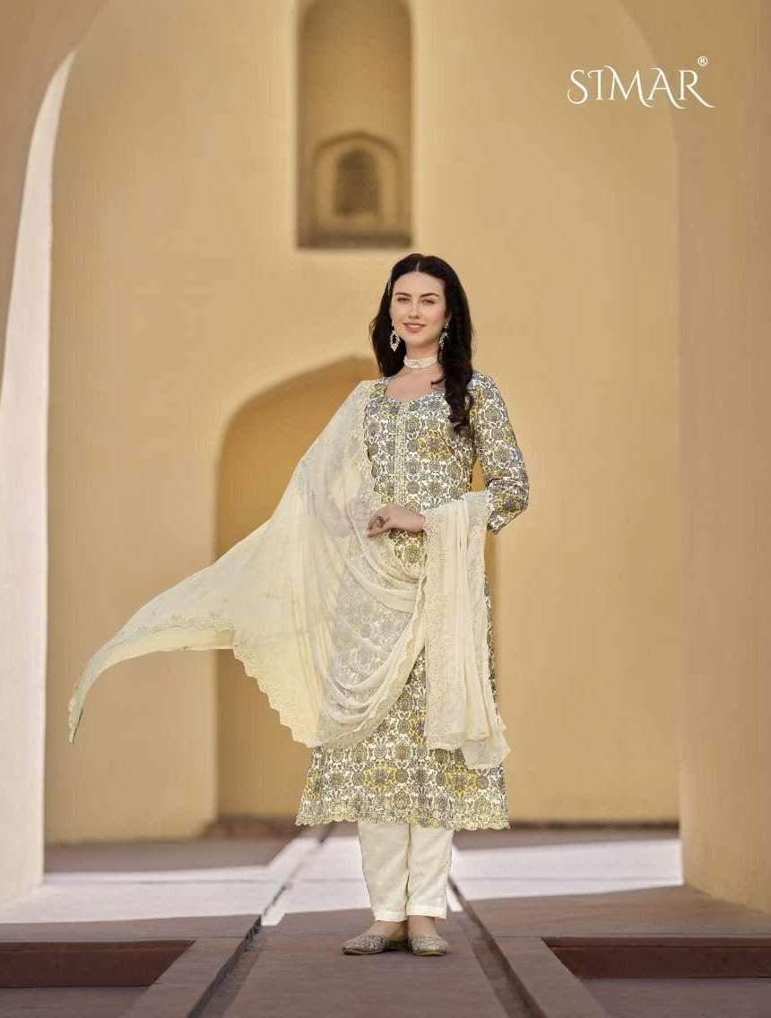 REEYA SERIES 6319 TO 6324 BY SIMAR GLOSSY DESIGNER PRINTED AND WORK LAWN COTTON SUITS ARE AVAILABLE AT WHOLESALE PRICE 