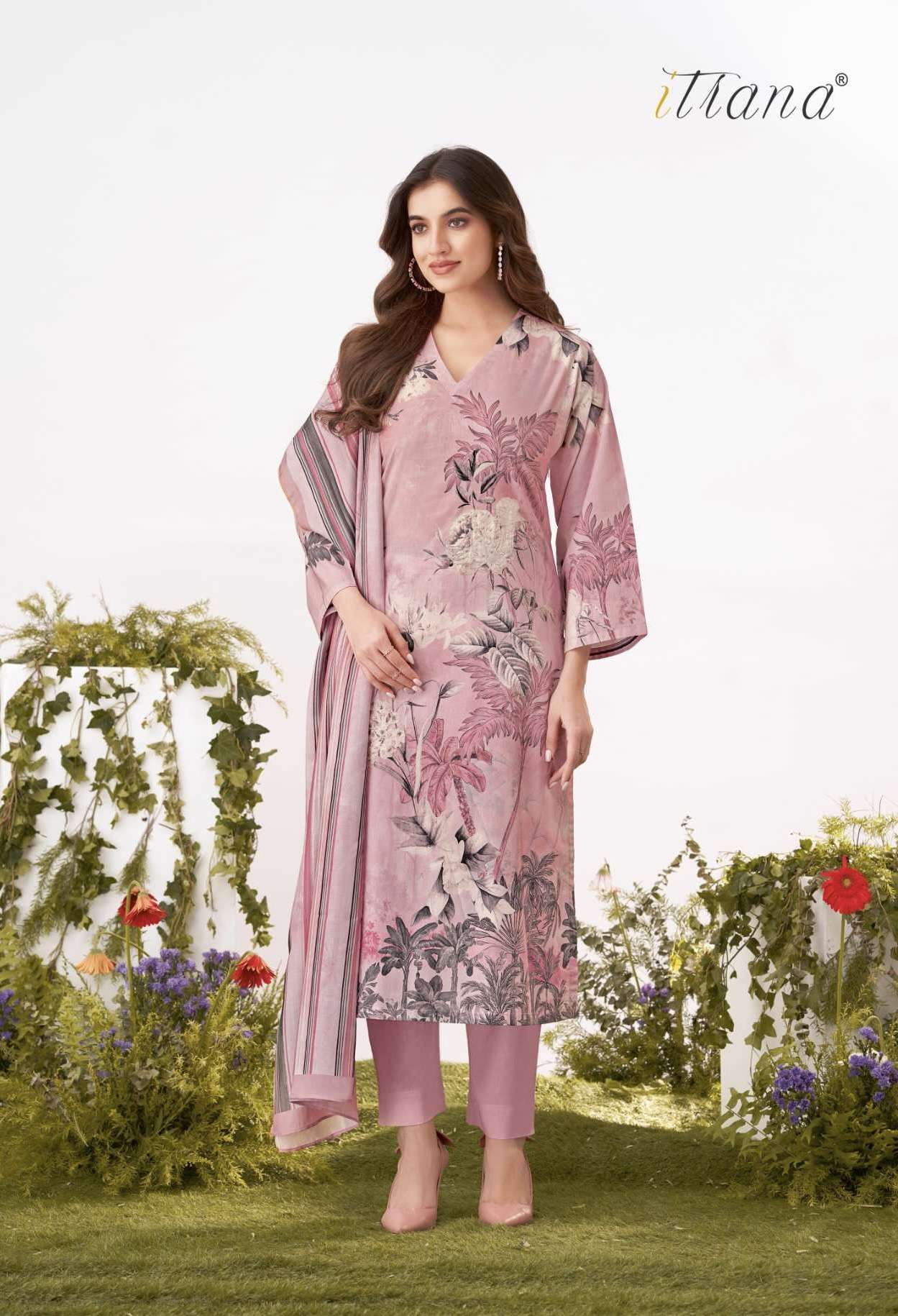 SAFAR VOL-1 SERIES 1800 BY ITRANA DESIGNER DIGITAL PRINTED AND HAND WORK LAWN COTTON SUITS ARE AVAILABLE AT WHOLESALE PRICE 