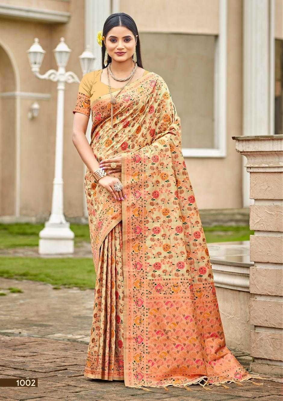 CRYSTAL SILK SERIES 1001 TO 1006 SAREE BY SANGAM PRINTS DESIGNER SILK SAREES ARE AVAILABLE AT WHOLESALE PRICE 