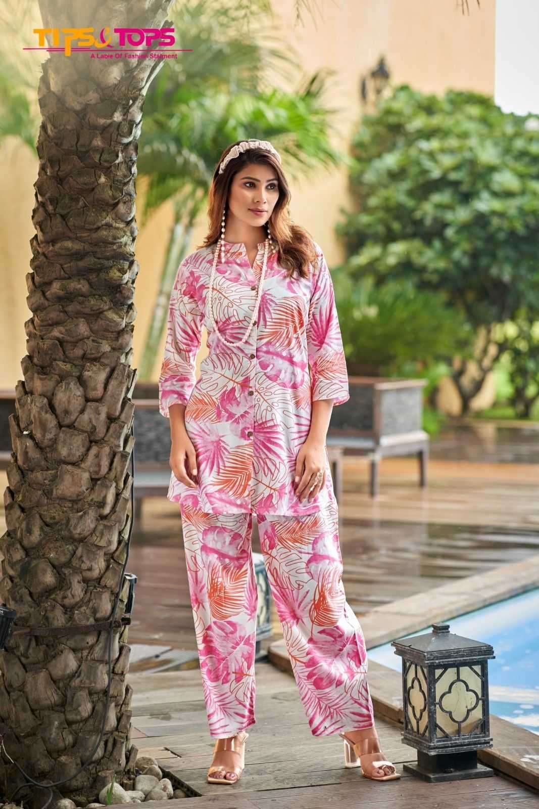 FASHION BEATS VOL-4 SERIES 1001 TO 1006 BY TIPS & TOPS DESIGNER PRINTED RAYON CO ORD SETS ARE AVAILABLE AT WHOLESALE PRICE