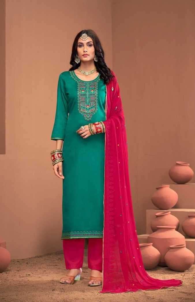 NOOPUR VOL-3 SERIES 11961 TO 11966 BY KALARANG DESIGNER WITH WORK JAM SILK COTTON SUITS ARE AVAILABLE AT WHOLESALE PRICE