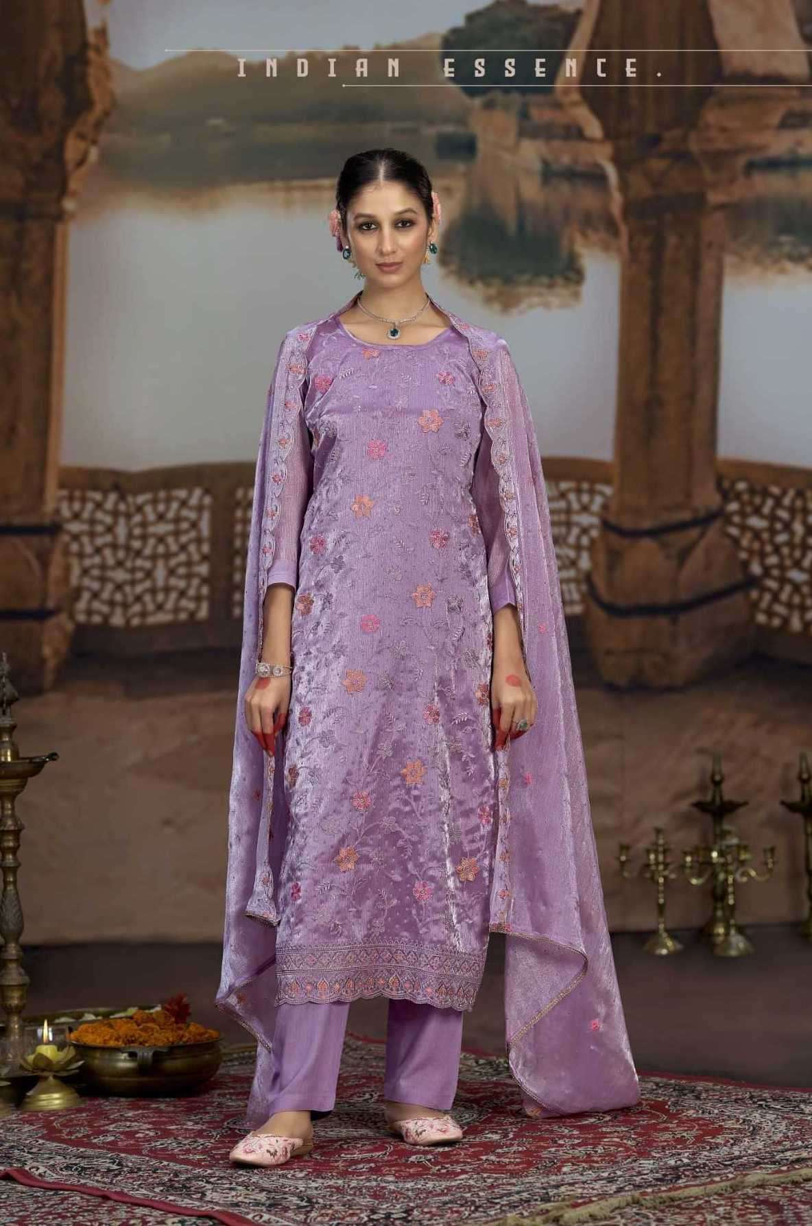 OSCAR SERIES 12131 TO 12136 BY KALARANG DESIGNER WITH WORK BERBERRY SILK SUITS ARE AVAILABLE AT WHOLESALE PRICE