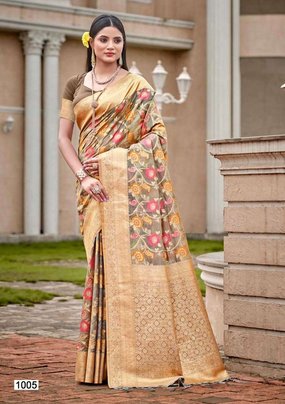 ROOPNIKHAR SERIES 1001 TO 1006 SAREE BY SANGAM PRINTS DESIGNER ORGANZA SAREES ARE AVAILABLE AT WHOLESALE PRICE