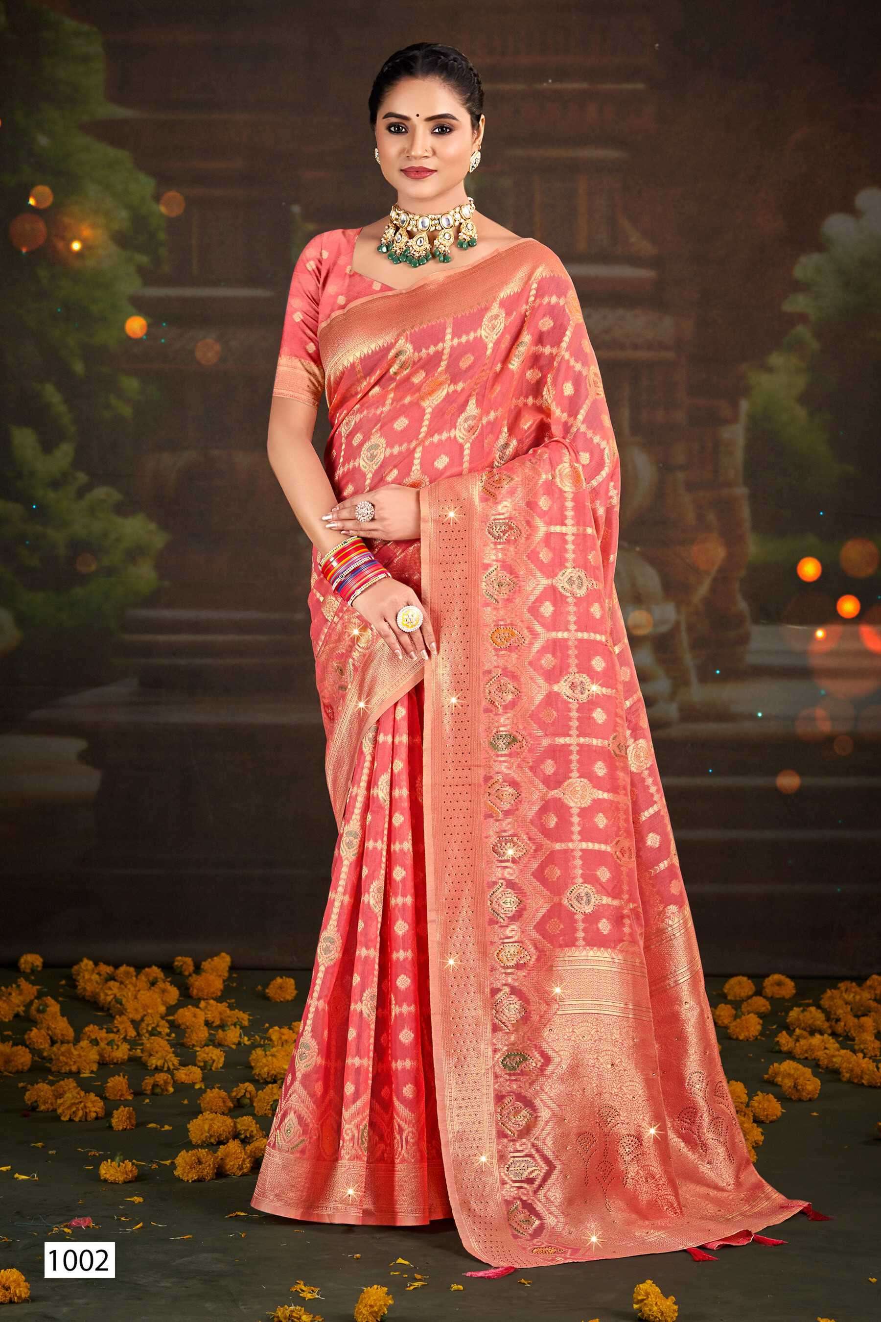 SAKSHI SAROSKI VOL-1 SERIES 1001 TO 1006 SAREE BY SAROJ DESIGNER COTTON LINEN SAREES ARE AVAILABLE AT WHOLESALE PRICE